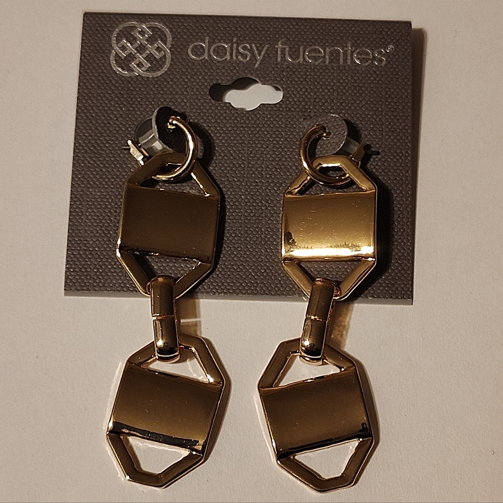 Daisy Fuentes Shiny Gold Geometric Drop Earrings